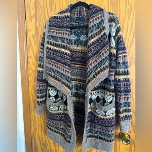Cynthia Rowley Sweater Size Med, Color/ Multi Boho Style, Cardigan Open Front.